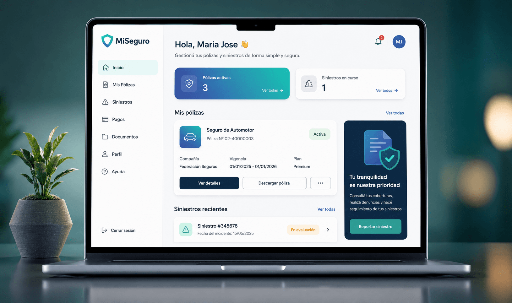 Portal de autogestión para aseguradora — imagen 1